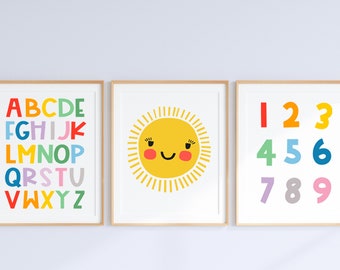 SUN Alphabet Poster, ABC Print, PRINTABLE Wall Art, Educational Wall Art, Kids Room Decor, Nursery Decor, Instant Download, children