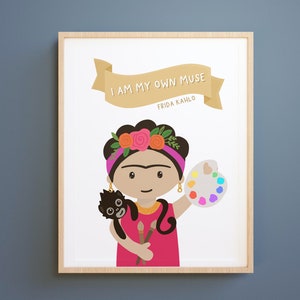 FRIDA KIDS ART, Inspirational Women Print, Strong Girl Print,Nursery decor, Childrens room art, Inspiring Women,Nursery Wall Art,Girls Room