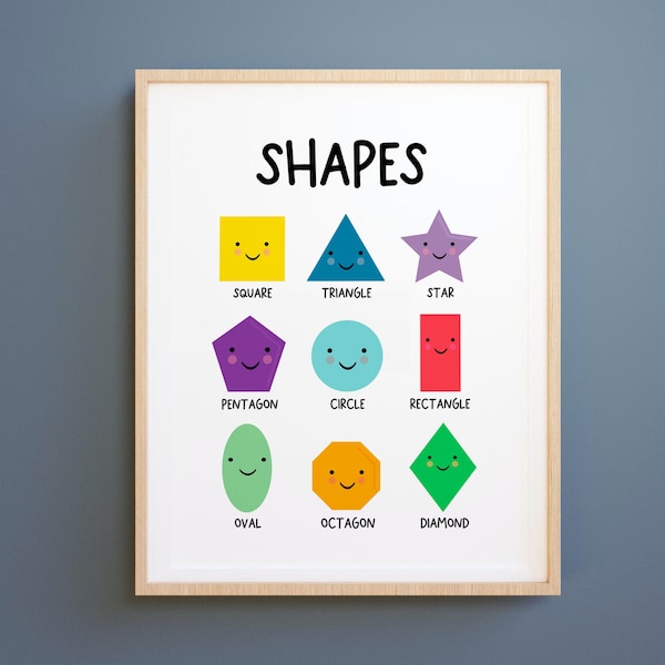 Geometric Shapes Printable, Montessori Poster, Homeschool Resources, back to school, Learning Materials, Classroom Art, kids poster, rainbow