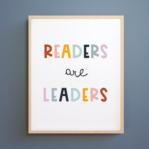 Leser sind Anführer, Kinder Wandkunst, digitale Datei, fertig zum Druck, Lerndrucke, Motivationsdrucke, Kinder Printables, Schulwanddekor