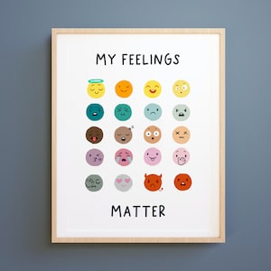 Gráfico de sentimentos e emoções, impressão de todos os sentimentos, educação para impressão, estampas Montessori, arte emocional de parede, decoração de sala de aula, ARQUIVO DIGITAL