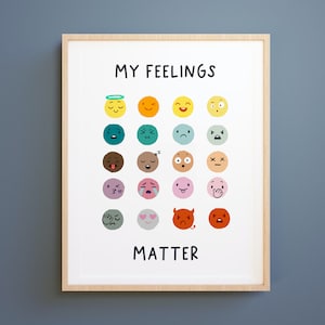 Feelings & Emotions Chart, all the feelings print,  Education Printable,  Montessori prints, Emotional wall art,Classroom decor,DIGITAL FILE