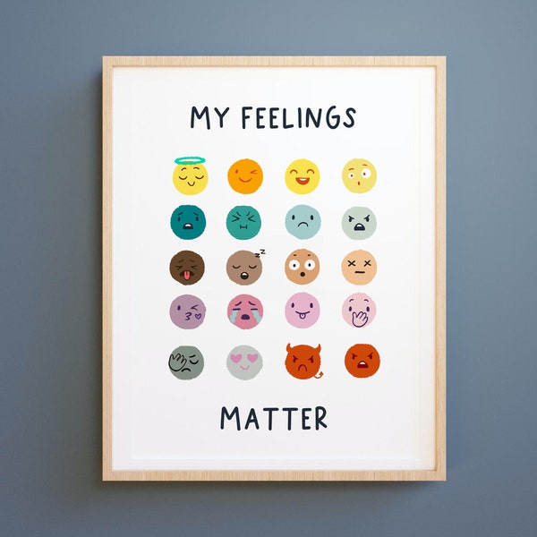 Feelings & Emotions Chart, all the feelings print,  Education Printable,  Montessori prints, Emotional wall art,Classroom decor,DIGITAL FILE
