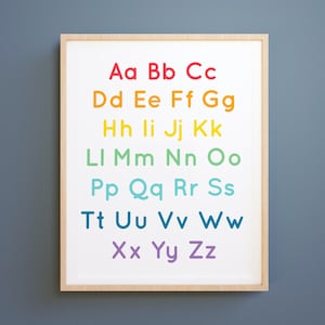 Rainbow Alphabet Print, Nursery Art, Homeschool Print, carteles para niños, ABC Art, Educational Alphabet Poster, Preschool Poster, Learning Poster