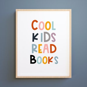 Les enfants COOL lisent des livres, lisent un panneau de citation, cadeau d’amoureux du livre, décor mural pour enfants, livre de lecture de salle de jeux, salle de classe imprimable, décor scolaire, coin lecture