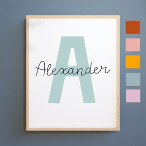 Custom initial print, KIDS name printable, personalized print, personalized initial name print, name print,nursery print, custom birth print