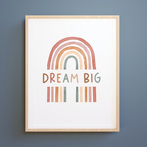 DREAM BIG, Wydrukowana sztuka ścienna, Pokój dziecięcy w stylu boho, Inspirujący cytat, Wydruki dla dzieci, Pozytywne quo tes, Wydruk z cytatem, prezent dla dziecka, Prezent dla dzieci, AP