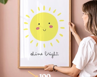 Sunshine Nursery Art Print: Happy Sun, Whimsical Kids Decor (Digital Download)