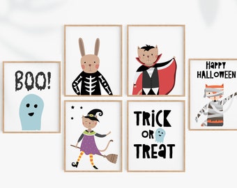 Halloween Prints Set, Kids Room Decor (Digital Download) printable autumn poster