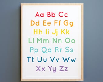 Rainbow Alphabet Print: Educational Nursery Decor (Digital Download)