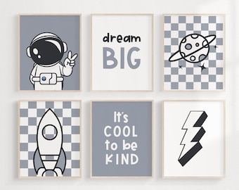 Retro Outer Space Prints: Astronaut, Rocket, Planets (Digital Download)