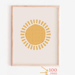 ボヘミアンサンシャインプリント：ミッドセンチュリーモダン保育園アート（デジタルダウンロード）ホームウォールデコレーション