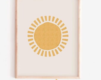Boho Sunshine Print: Mid-Century Modern Nursery Art (Digital Download) home wall decor