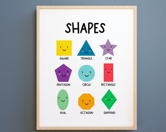 Geometric Shapes Printable, Montessori Poster, Homeschool Resources, back to school, Learning Materials, Classroom Art, kids poster, rainbow