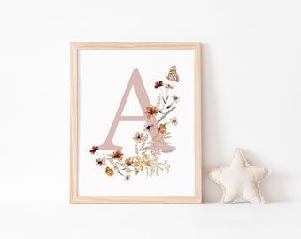Custom Wildflower Letter Print: Boho Nursery Decor (Digital Download)