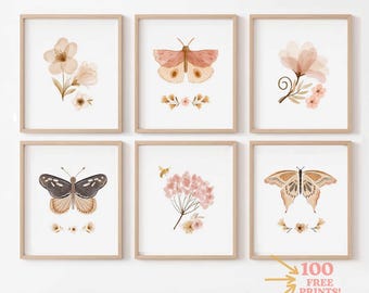Boho Butterfly Nursery Print: Blush Pink Decor (Digital Download)