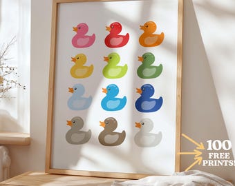 Colorful Duck Print, Nursery Decor Art (Digital Download)