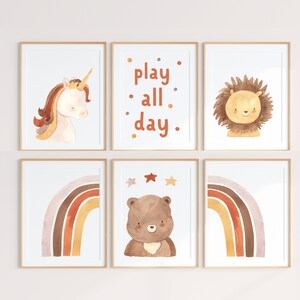Boho unicorn prints, Rainbow & Unicorn Nursery Print, neutral unicorn,Baby Shower Gift,Girls Bedroom Gallery Art, Nursery Decor, Unicorn art