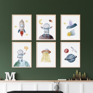 Astronaut wall art, Space theme wall art, Astronaut poster, Solar system print, Outer space art, kids room decor, Wall art for kids, digital