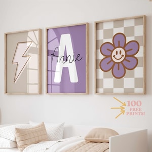 Daisy Girl Purple Nursery Prints: Custom Name Art (Digital Download) nursery printable sign
