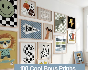 100+ Boys Room Prints Bundle (Digital Download) + complete alphabet, nursery wall decor, printable
