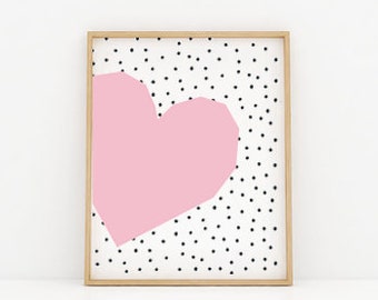 Pink Heart Nursery Print, Pastel Decor (Digital Download)
