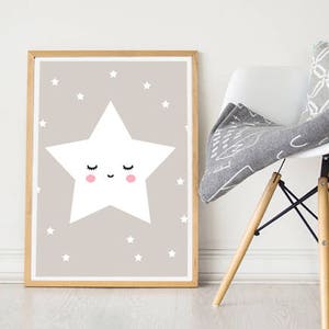 Nursery Wall Art Girls Bedroom Nursery Posters, SALE Nursery Prints Girl, little star grey Wall Art, Baby Girl Wall Print, Printed Dreams