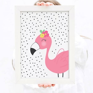 Flamingo Print, FLAMINGO NURSERY ART, Pale Pink Flamingo Art, Flamingo ...