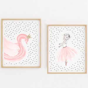 Ballerina wall art sweet ballerina nursery art kids wall art Nursery Decor pink ballerina princess ballerina ballet nursery art image 1