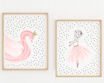 Ballerina wall art - sweet ballerina nursery art - kids wall art - Nursery Decor - pink ballerina - princess ballerina - ballet nursery art