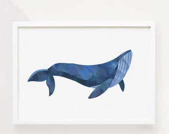 Whales Watercolor Print, blue Whale Print, Whale Cetacea Poster, Whale Art, Cateceans Prints, Marine Art , Kids room decor, Whale Wall Art