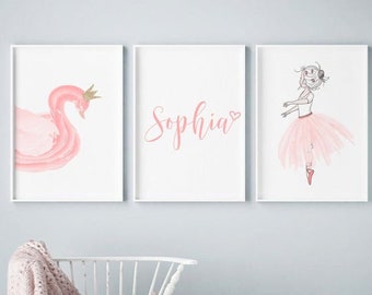 Girls nursery print, Nursery Wall Art, Ballerina Printable Art, Instant Download, Baby Shower Gift, Girl Nursery, Wall Decor, Custom name