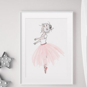 Ballerina Wandbild, SALE PRINT Mädchenzimmer Dekor, rosa Tutu, Ballerina Druck, Baby Mädchen Kinderzimmer Wandkunst, Ballerina Kunst, Ballerina Tänzerin Druck Bild 2