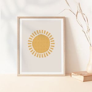 Modern Sunshine Print, Boho Sun Print, Neutral Sun,mid Century Modern ...