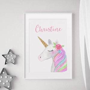 Custom Name Print Unicorn Custom Sign Girl Wall Decor Name - Etsy