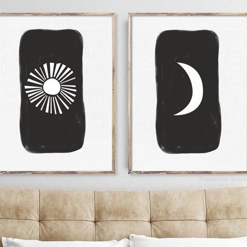 Large Printable Art SUN AND MOON Modern Wall Decor Print Etsy