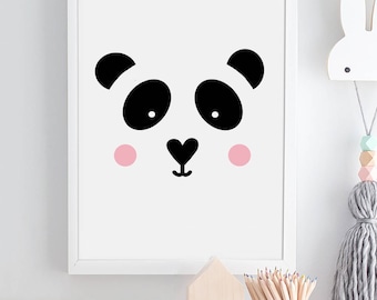 Panda Children's Print, panda GIRL print, panda poster,nursery print, nursery,nursery decor, childrens print, kids print, girls wall art