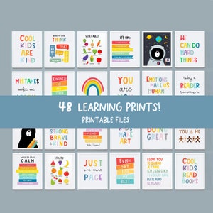 Set Of Educational Posters, 48 Home school Printables,Alphabet Poster,Playroom prints,Montessori Classroom Decor,Education Learning Posters image 2