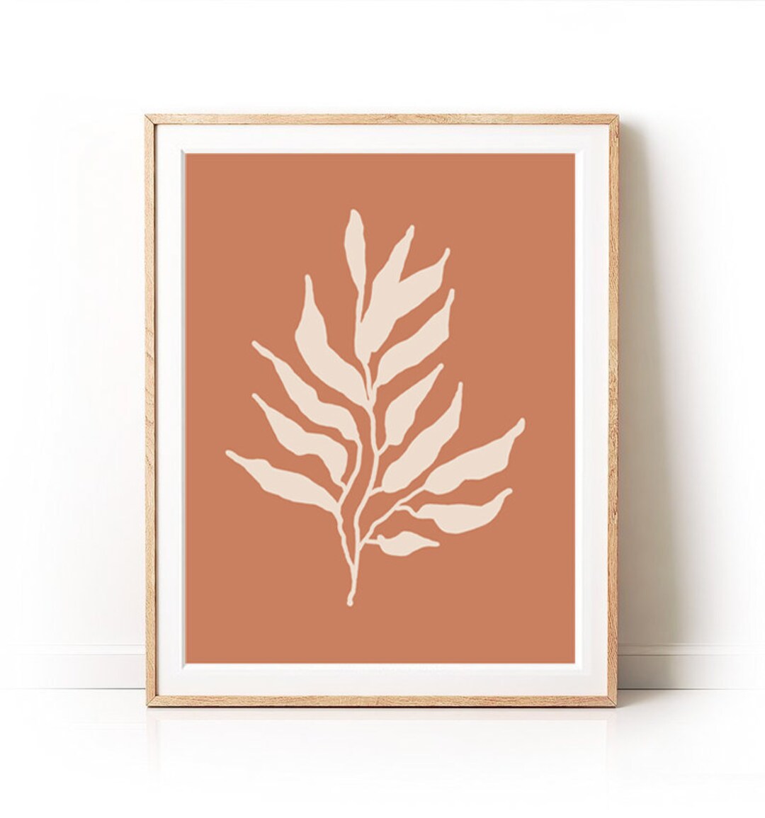 Burnt Orange Wall Art, Leafwall Decor,art, Botanical Art Print