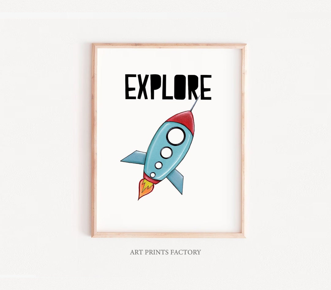 Explore Print, Kids Wall Art, Rocket Explore, Explore Nursery Print ...