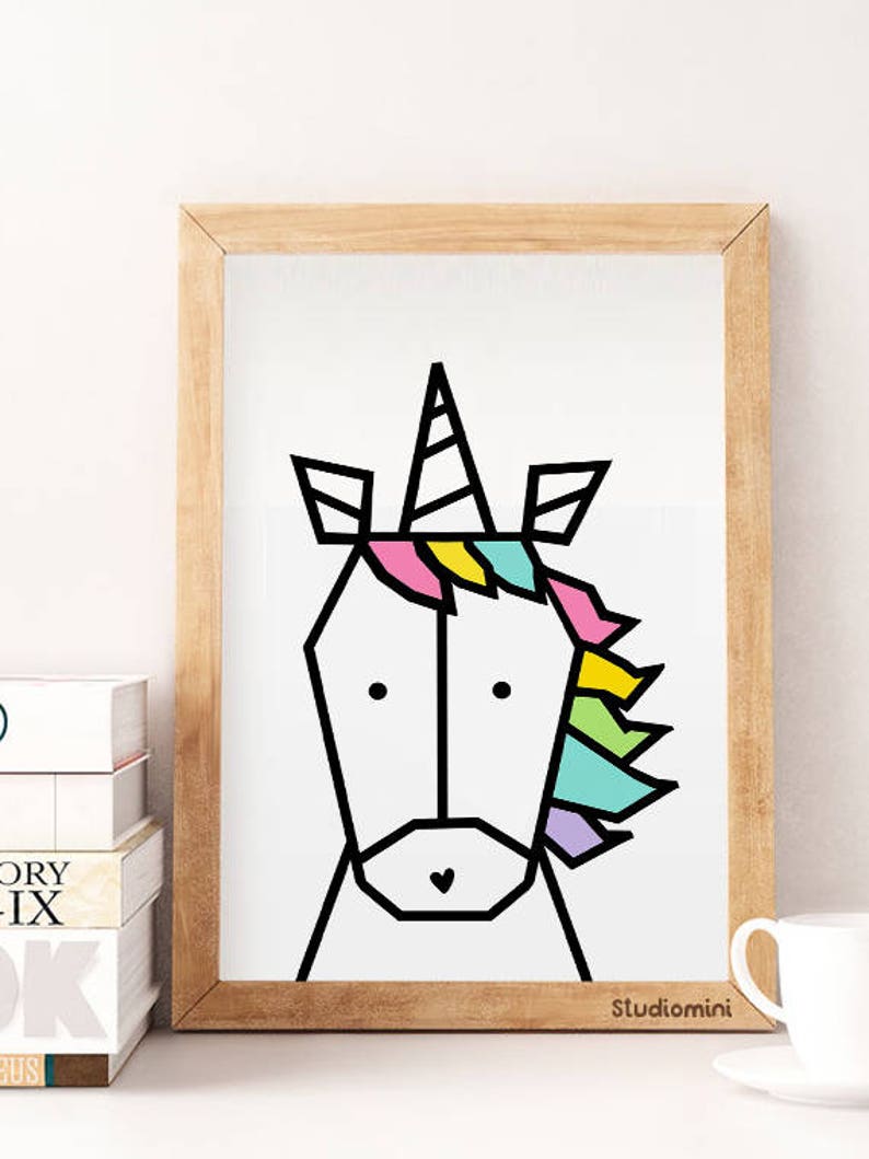 Geometric Unicorn Wall Art. Etsy