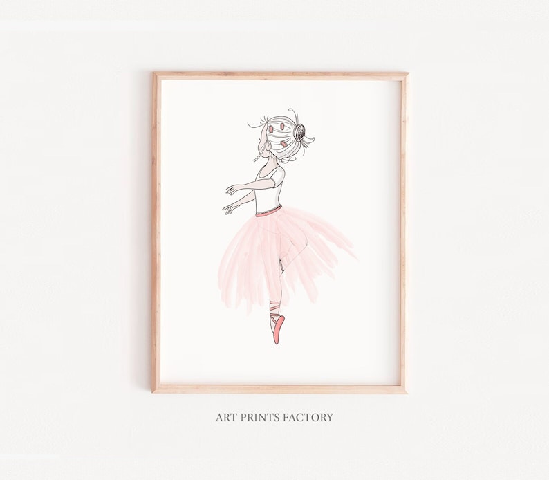 Ballerina Wandbild, SALE PRINT Mädchenzimmer Dekor, rosa Tutu, Ballerina Druck, Baby Mädchen Kinderzimmer Wandkunst, Ballerina Kunst, Ballerina Tänzerin Druck Bild 1