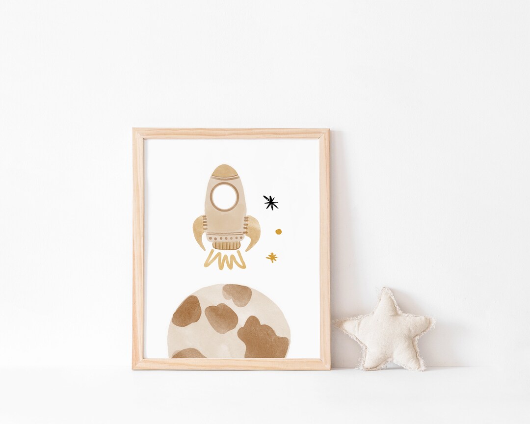 Space Print, PRINTABLE Rocket Wall Art, Watercolor Art, Kids Room Art ...