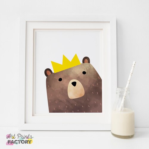 Bear Print Cute Bear Nursery Wall Decor Cute Art Work Bear Etsy