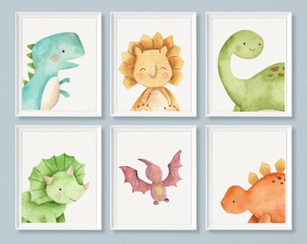 Impressões de arte para berçário de dinossauros (download digital) decoração de parede para meninos, pôster de dinossauro para impressão