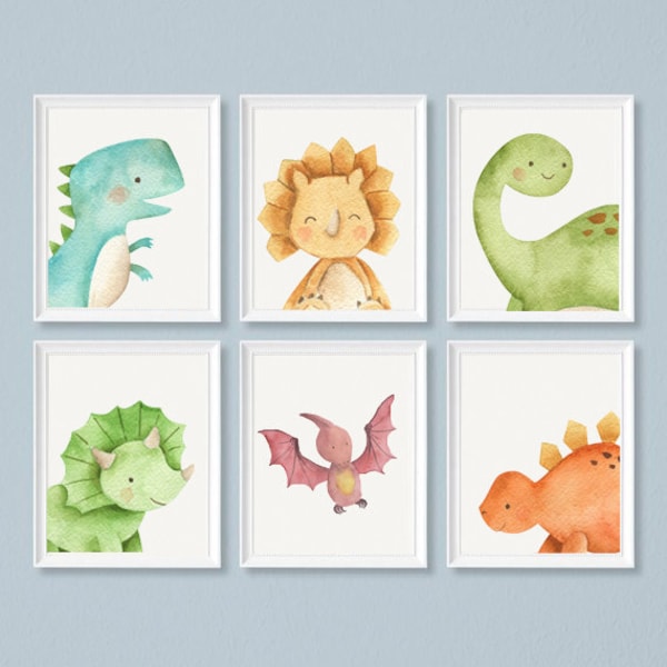 Baby Dinosaur Prints | WATERCOLOR Nursery Decor | Nursery Dinosaurs | Printable Wall Art | Dinosaurs| Nursery Art | Baby prints | Dinosaurs