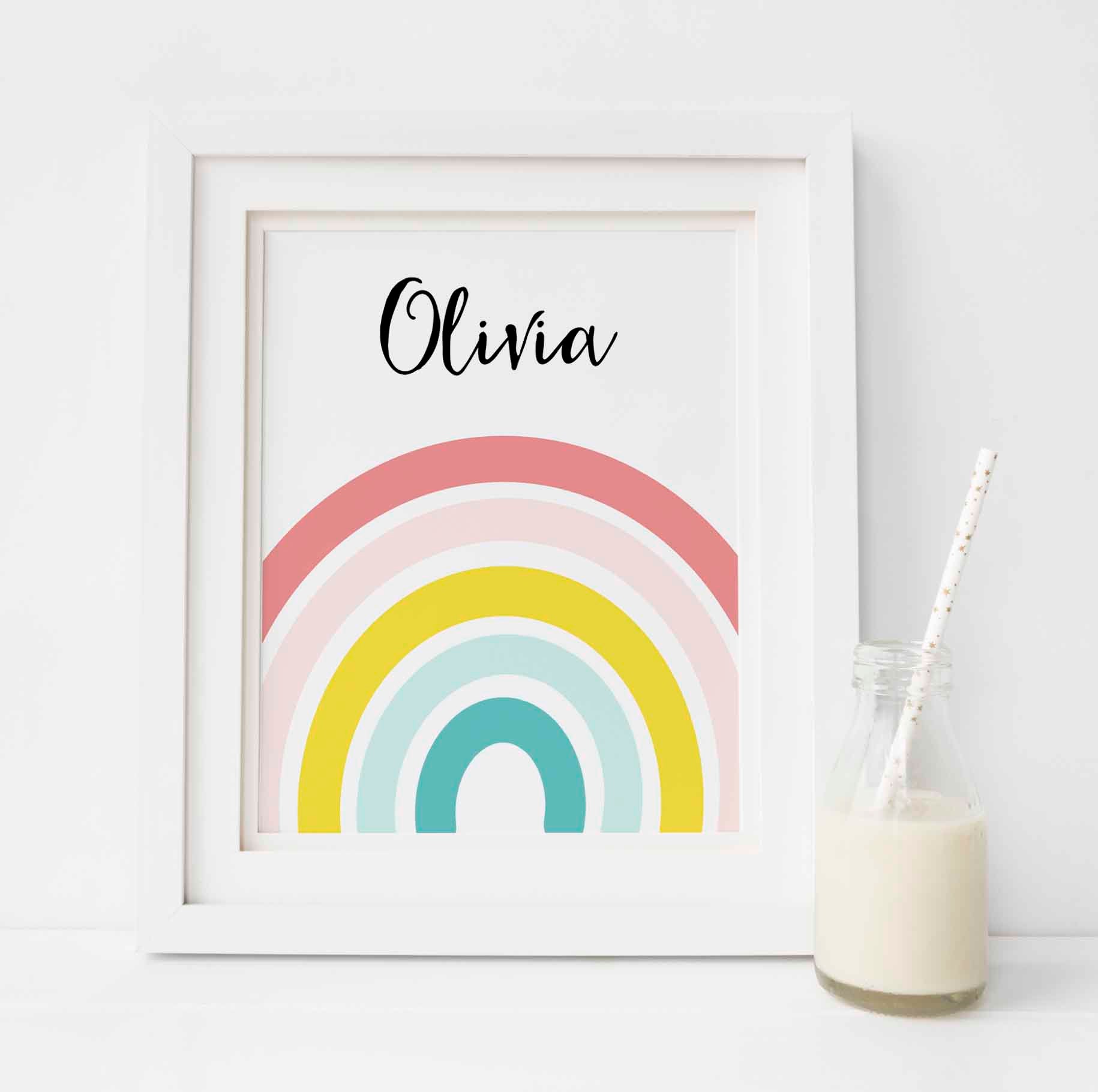 Custom Name Wall Art Custom Name Print Rainbow Name Art Etsy