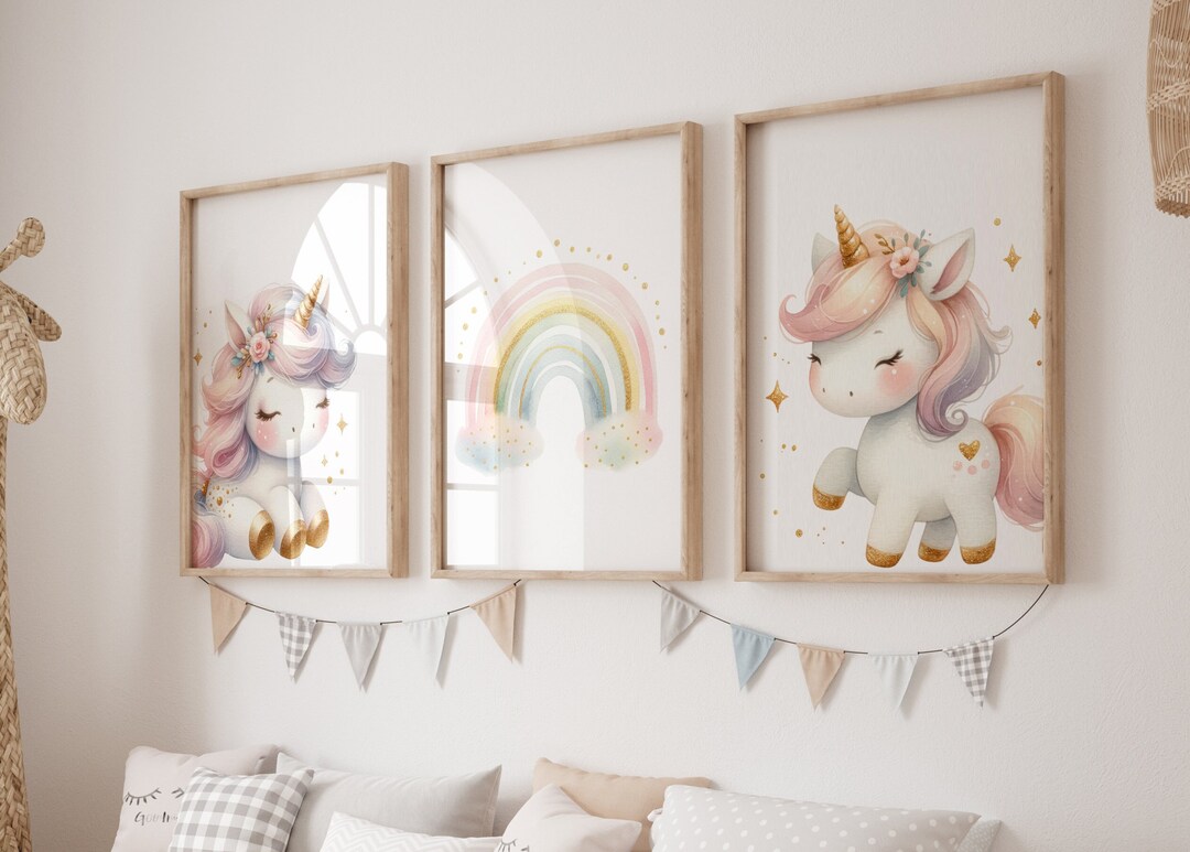 Unicorn Room Decor, Unicorn Art for Girls , Golden Colors, Room Decor ...