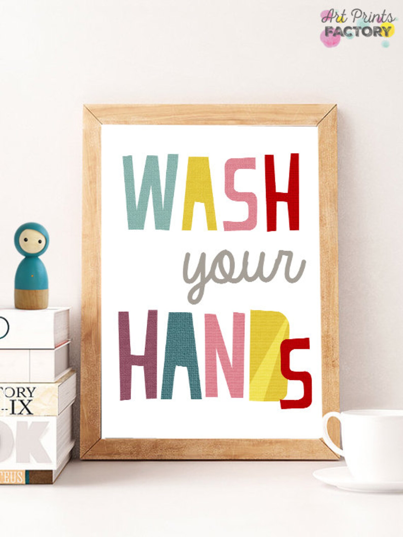 Wash Your Hands Prints Colorful Canvas Wall Art Kid's - Etsy