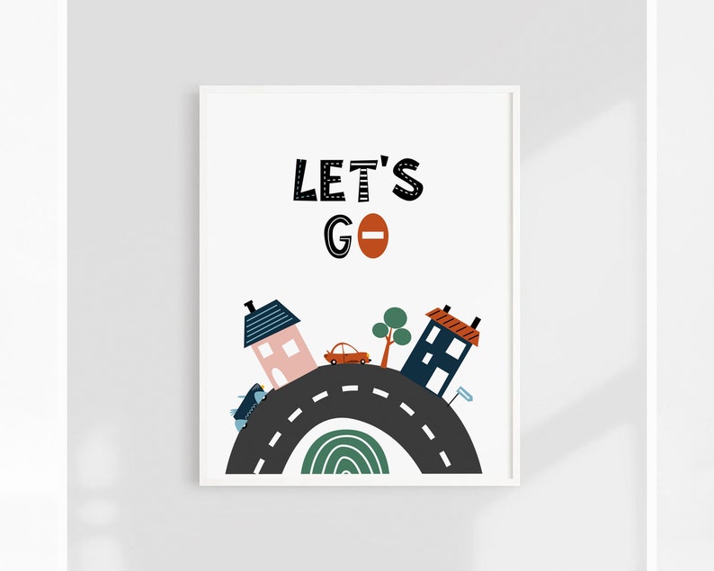 Set of 6 Transportation Prints, Vehicles Art Print, Printable Wall Art, Construction Nursery, Boys Room Decor, alphabet cars, little drivers image 3